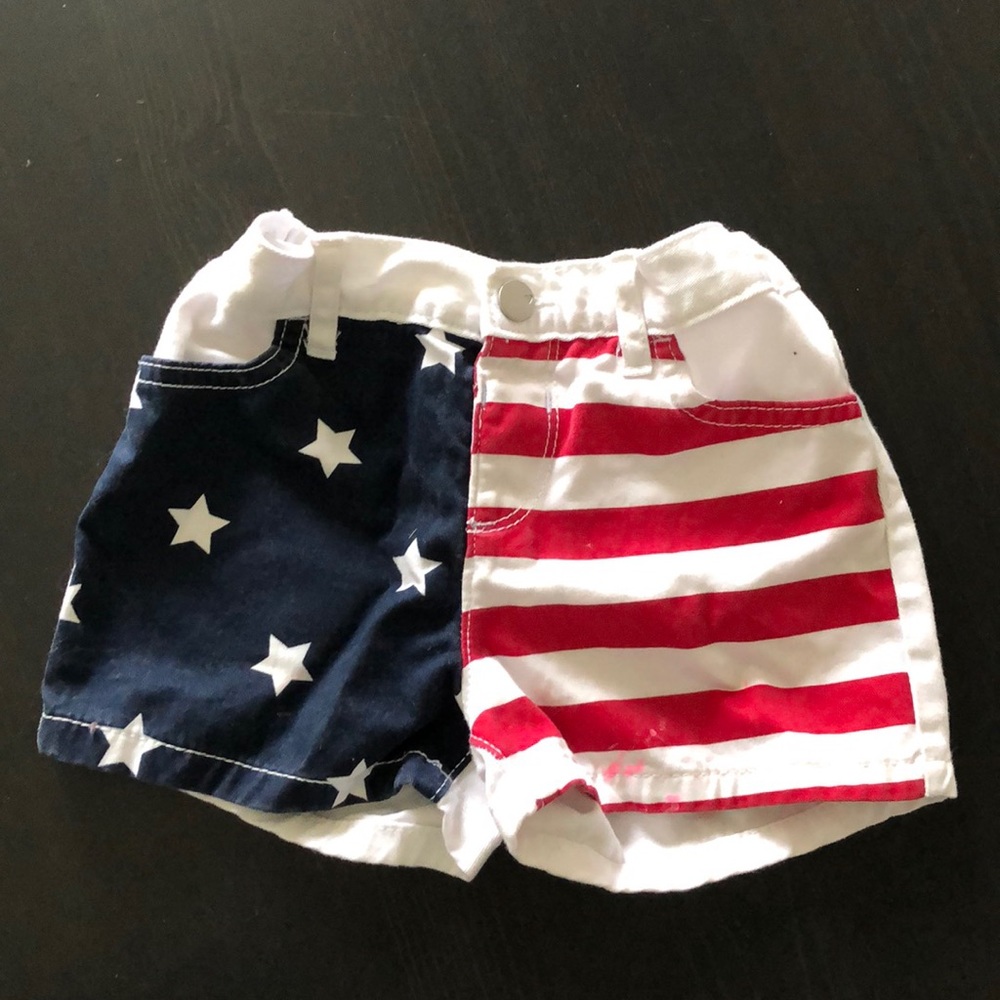 American flag red white and blue denim shorts